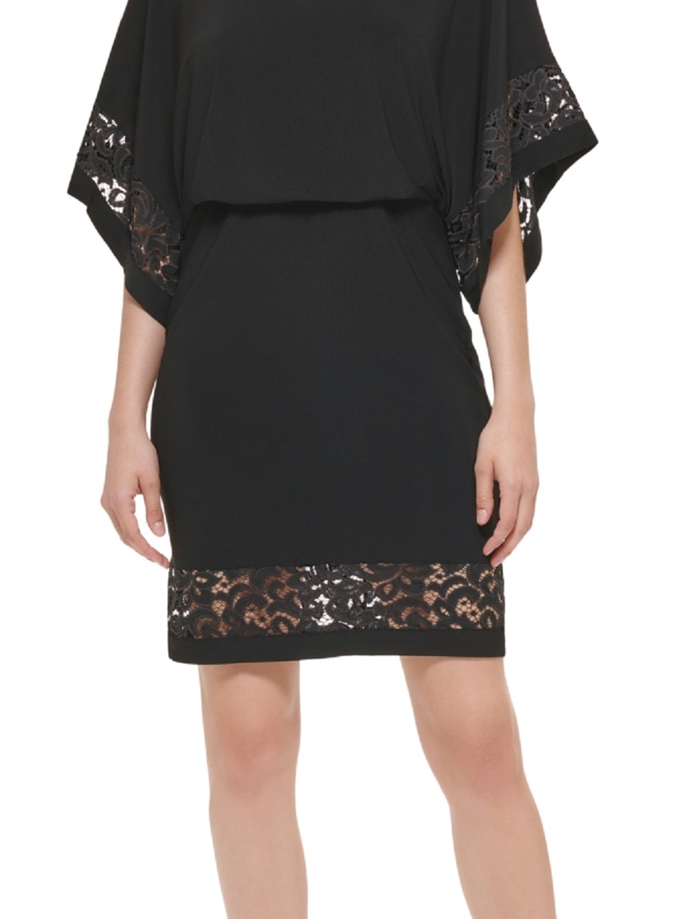 Jessica Howard Women's Lace Inset Blouson Dress Black Size 12
