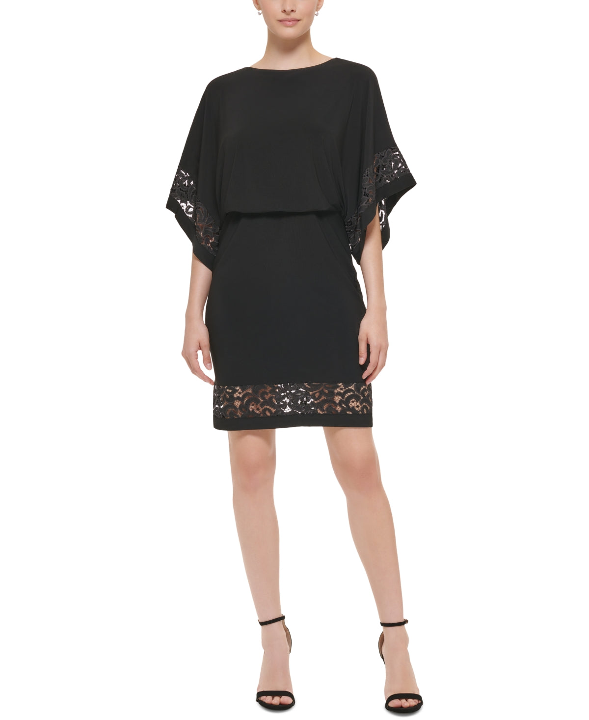 Jessica Howard Women's Lace Inset Blouson Dress Black Size 12