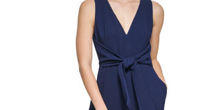 Vince Camuto Women's Sleeveless Tie Waist Jumpsuit Blue Size 16