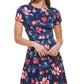 Vince Camuto Women's Printed Fit & Flare Dress Blue