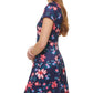 Vince Camuto Women's Printed Fit & Flare Dress Blue