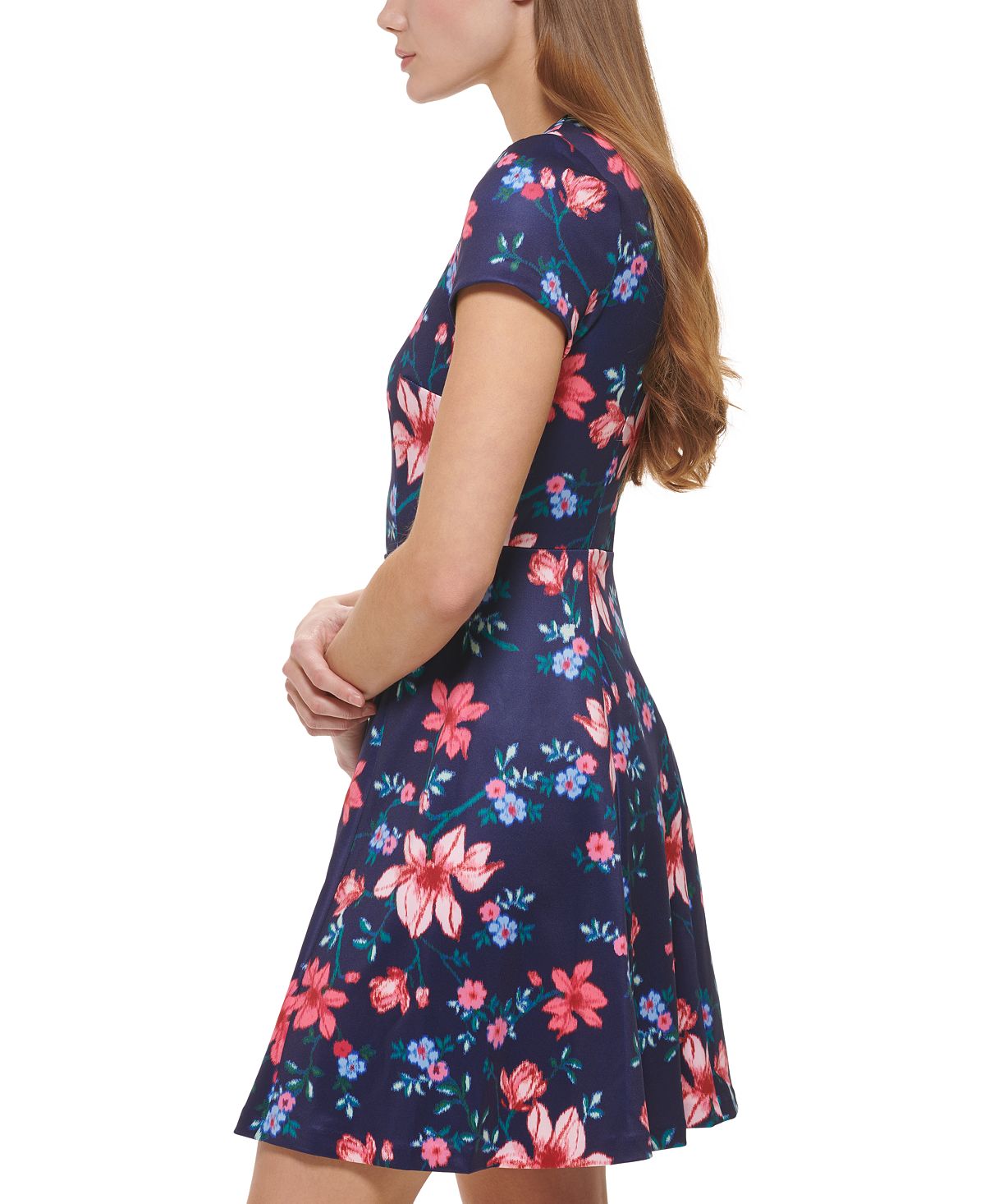 Vince Camuto Women's Printed Fit & Flare Dress Blue