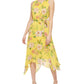 Jessica Howard Women's Pleated Neck Tie Waist Dress Yellow Size 6