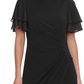 Jessica Howard Women's Chiffon Sleeve Sheath Dress Black Size 6 Petite