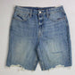 Lucky Brand Women's Destroyed Hem Cutoff Denim Bermuda Shorts Blue Size 27