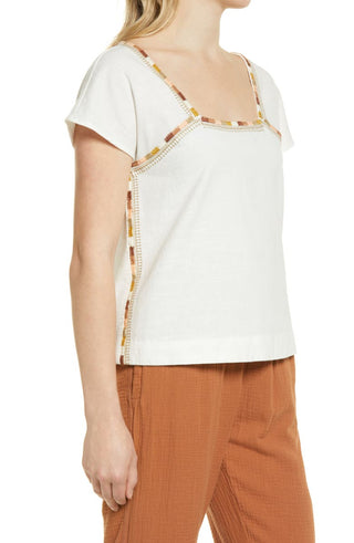 Faherty Women's Embroidered Blouse, White, Size XS