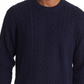 Peter Millar Men's Ridge Cable Navy Wool Blend Sweater - Size Large