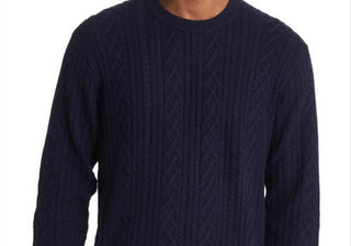 Peter Millar Men's Ridge Cable Navy Wool Blend Sweater - Size Large