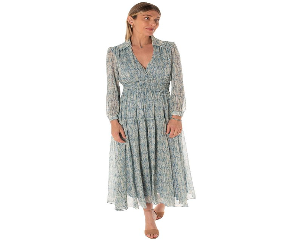 Women's Taylor Dress Smocked Waist Collared Midi Dress Size: 12 Brt Green