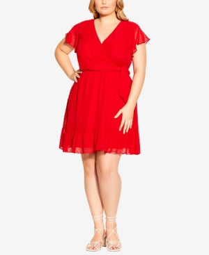 City Chic Plus Size Dobby Tie Dress