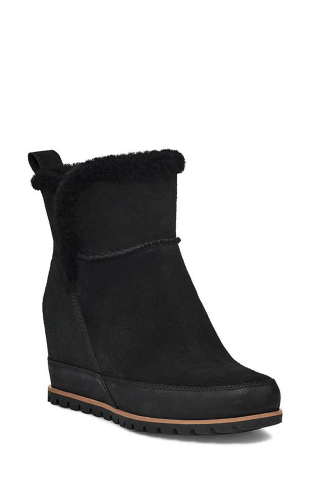 UGG Malvella Waterproof Boot with Genuine Shearling Trim in Black Suede Size 10