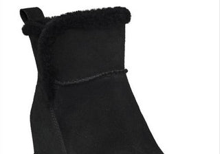 UGG Malvella Waterproof Boot with Genuine Shearling Trim in Black Suede Size 10
