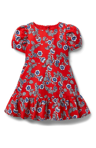 Janie and Jack Kids' Short Sleeve Dress in Red Size 8