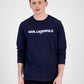 Karl Lagerfeld Paris Men's Slim Fit French Terry Logo Sweatshirt Blue