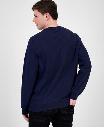 Karl Lagerfeld Paris Men's Slim Fit French Terry Logo Sweatshirt Blue
