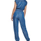 Karl Lagerfeld Paris Women's Belted Utility Jumpsuit Blue Size 10
