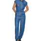 Karl Lagerfeld Paris Women's Belted Utility Jumpsuit Blue Size 8