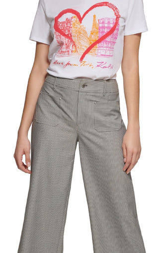 Karl Lagerfeld Paris Women's Railroad Stripe Crop Pant Gray Size 14