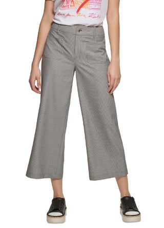 Karl Lagerfeld Paris Women's Railroad Stripe Crop Pant Gray Size 14