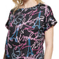 Karl Lagerfeld Paris Women's Neon Print T-Shirt Black Size X-Small