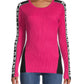 Karl Lagerfeld Paris Women's Colorblock Ribbed T-Shirt Pink Size Medium