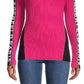 Karl Lagerfeld Paris Women's Colorblock Ribbed T-Shirt Pink Size Medium