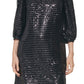 Karl Lagerfeld Paris Women's Sequined Puff Sleeve Sheath Dress Black Size 8