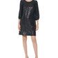 Karl Lagerfeld Paris Women's Sequined Puff Sleeve Sheath Dress Black Size 4
