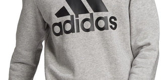 adidas Men's Fleece Crewneck Logo Sweatshirt Gray Size Small