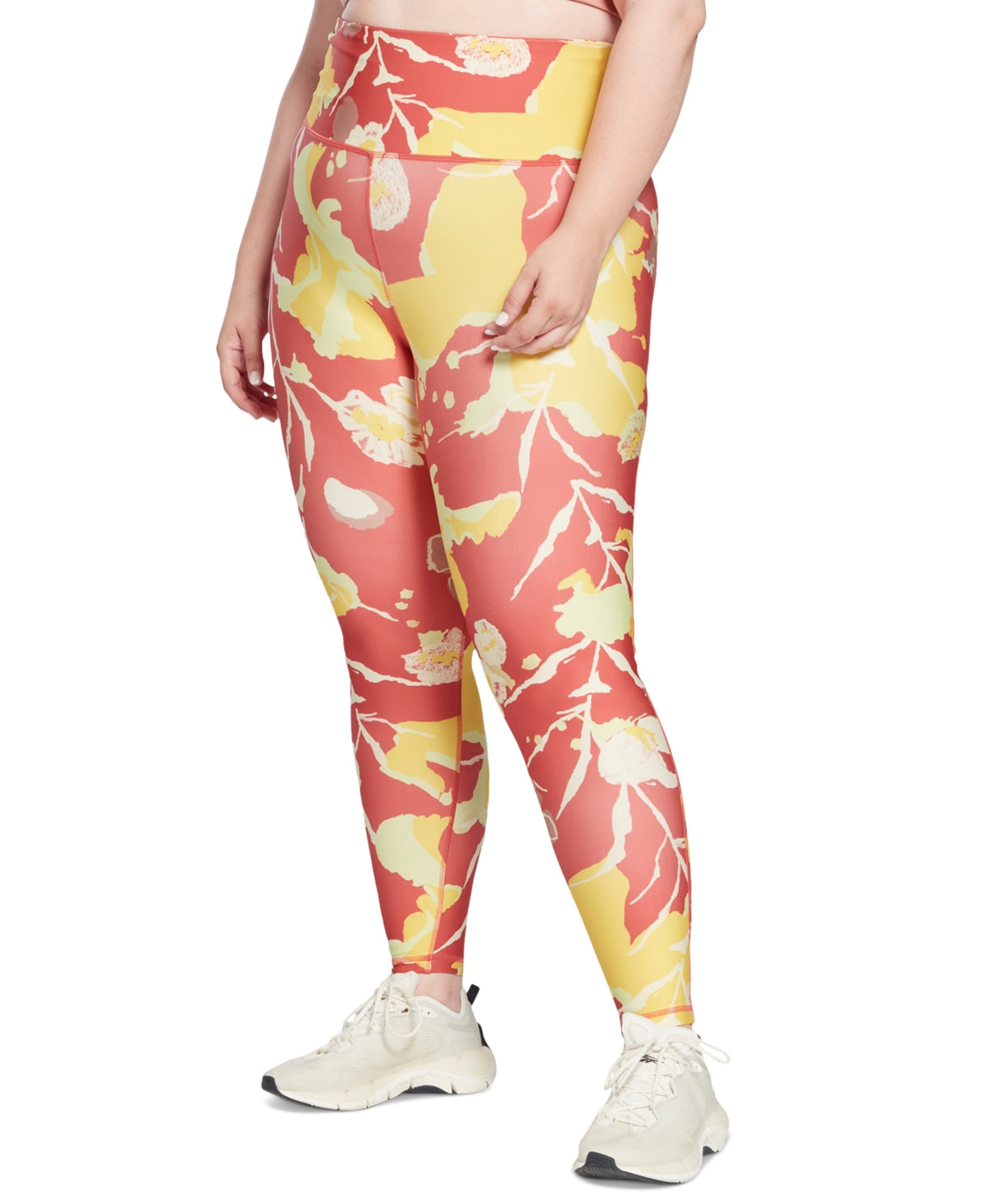 Reebok Women's Floral Print Tights Red Size 2X