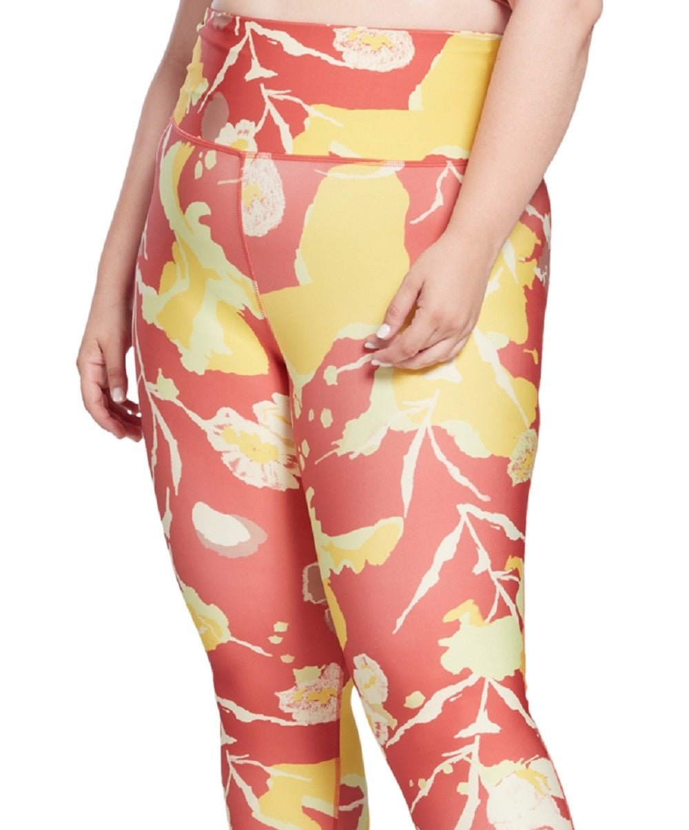 Reebok Women's Floral Print Tights Red Size 2X