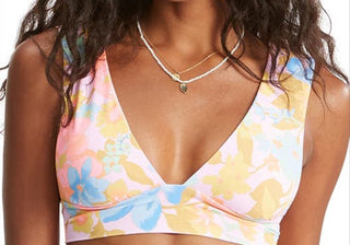 Billabong Pick Me Up Plunge Bikini Top In Multi Size Small