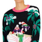 Hooked Up By IOT Junior's Sequined Embroidered Sweater Black Size X-Small