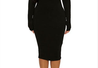 Naked Wardrobe The Nw Long Sleeve Midi Dress In Black Size X-Small