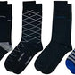 Calvin Klein Men's 4 Pack Multi Pattern Dress Crew Socks Black Size Regular