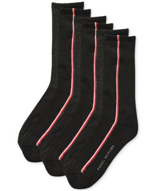 Tommy Hilfiger Men's 6 Pk Athletic Crew Socks Black Size Regular