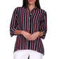 Michael Kors Women's Striped Oversized Button Down Shirt Blue Size X-Large