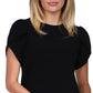 Michael Kors Women's Tulip Sleeve Knit Top Black Size Petite X-Small