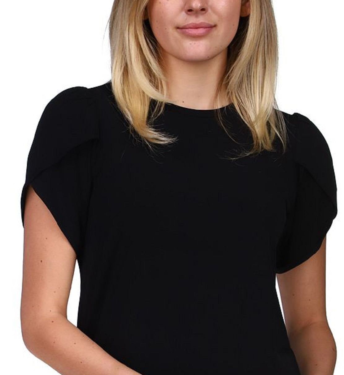 Michael Kors Women's Tulip Sleeve Knit Top Black Size Petite X-Small