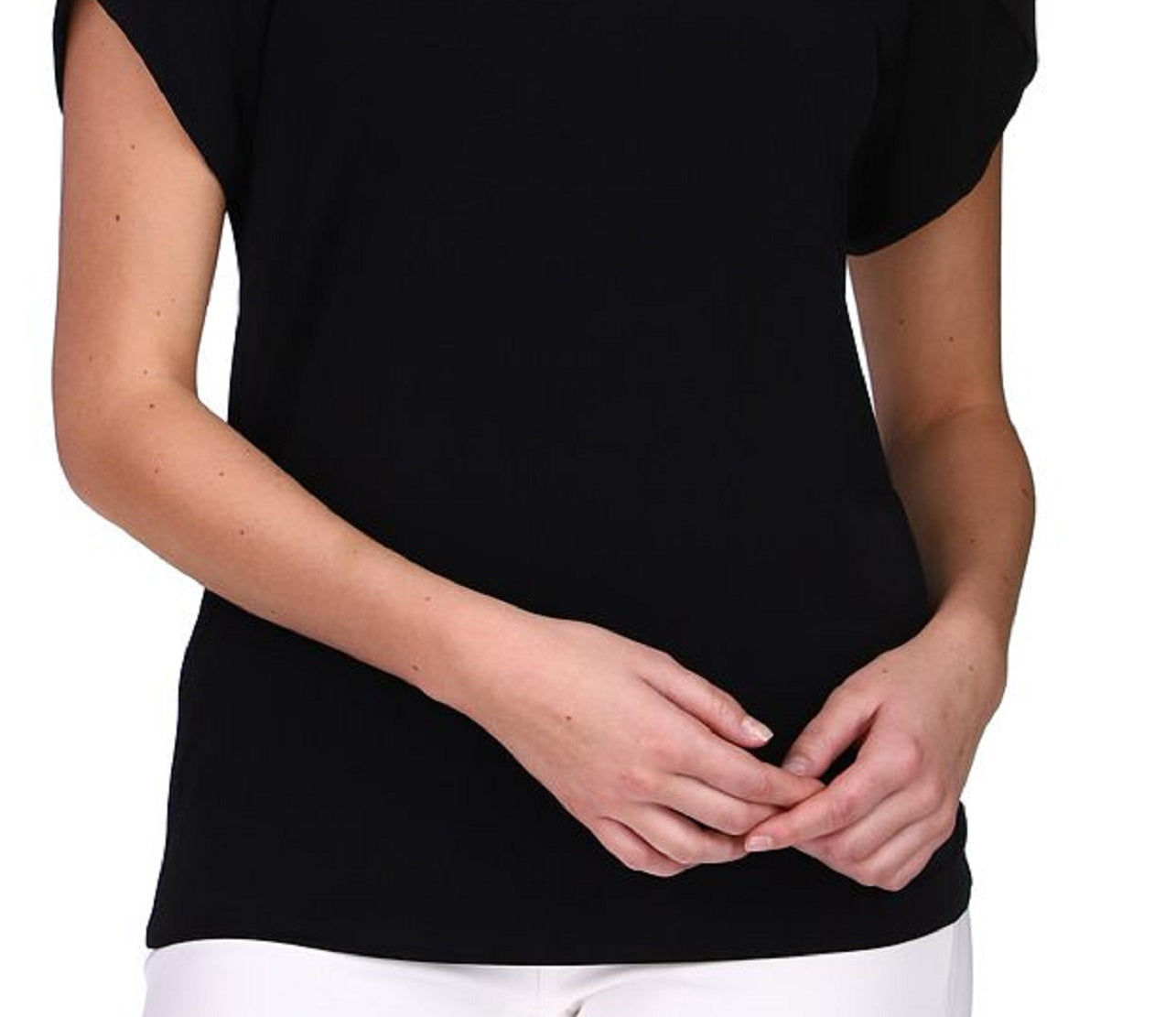 Michael Kors Women's Tulip Sleeve Knit Top Black Size Petite X-Small