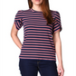 Michael Kors Women's Striped Tulip-Sleeve Knit Top Blue Size Petite Large
