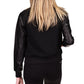 Michael Kors Women's Mixed Media Bomber Jacket Black Size Petite Medium