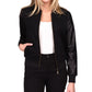 Michael Kors Women's Mixed Media Bomber Jacket Black Size Petite Medium
