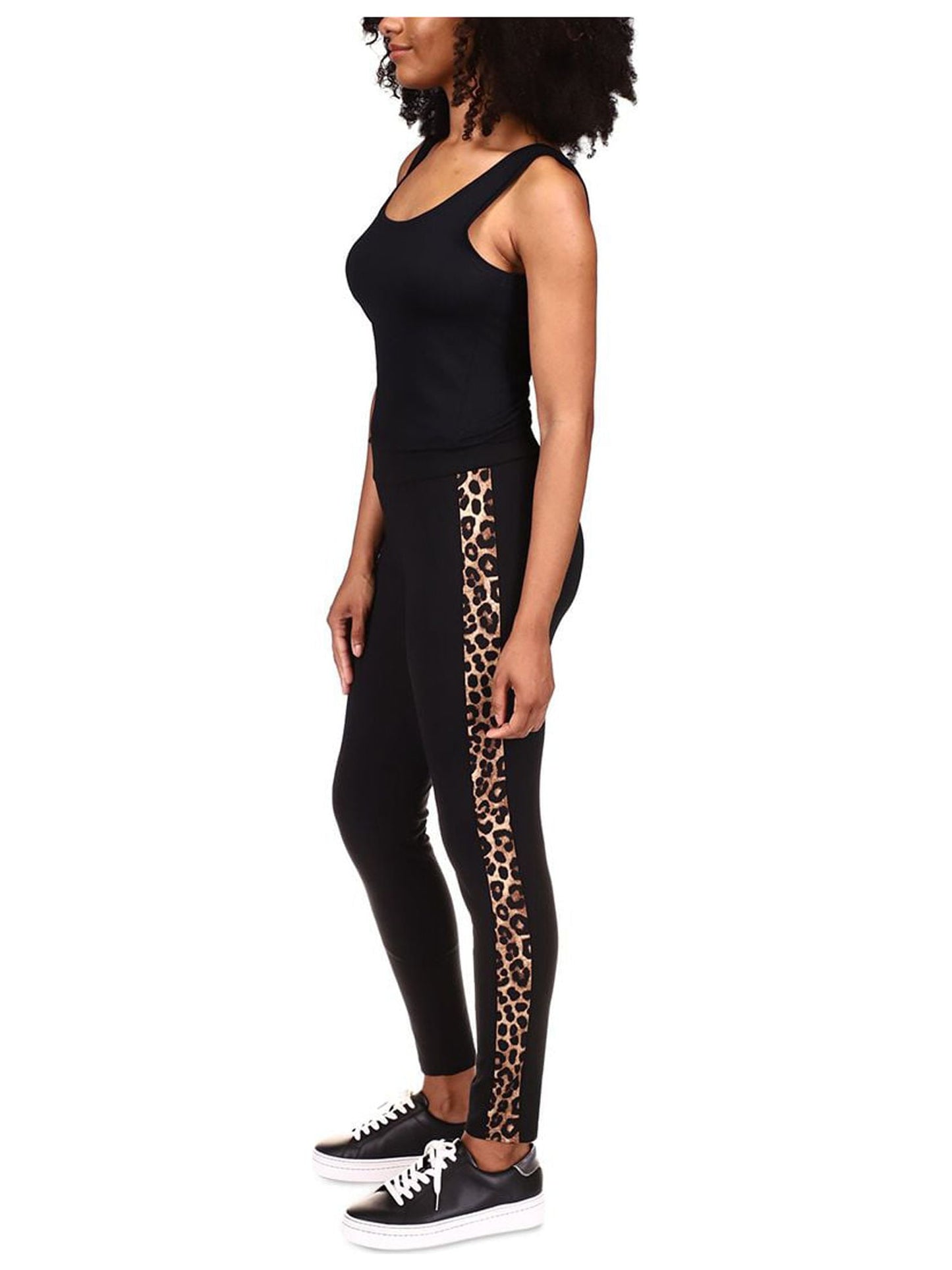 Michael Kors Women's Cheetah Stripe Leggings Casual Pants Black Size Petite X-Small