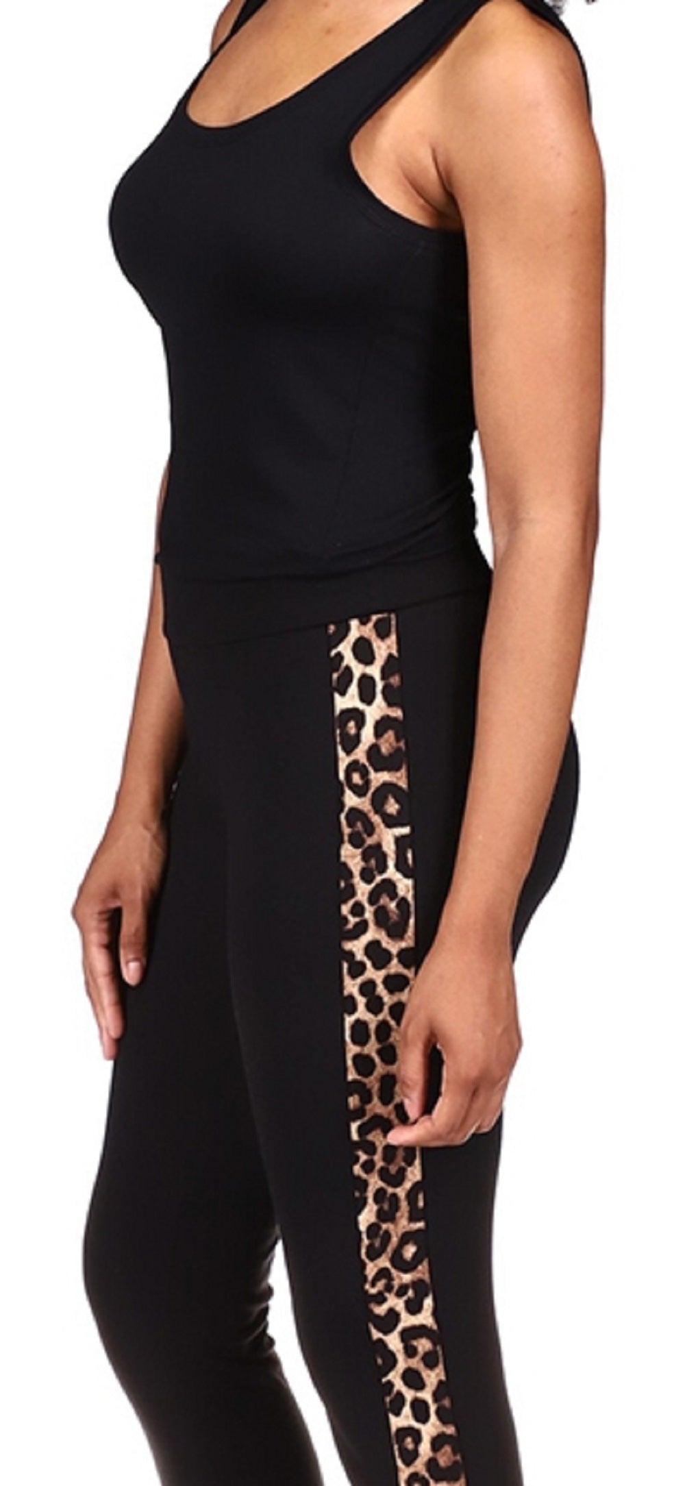 Michael Kors Women's Cheetah Stripe Leggings Black Size Petite Large