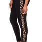 Michael Kors Women's Cheetah Stripe Leggings Black Size Petite Large