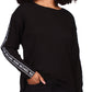 Michael Kors Women's Waffled Logo Tape Sleeve Top Black Size Petite Small