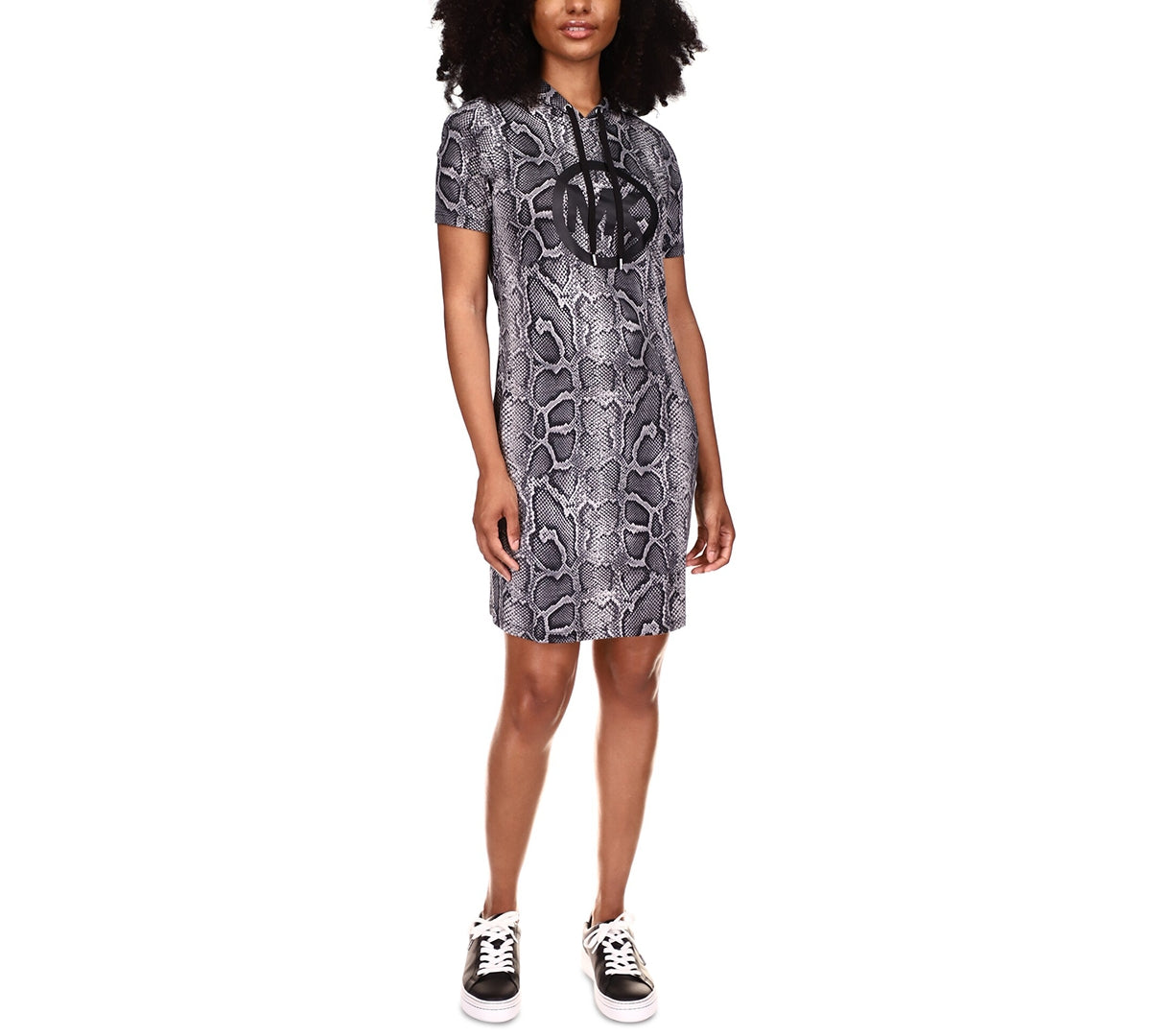 Michael Kors Women's Hooded Snake Print Dress Gray