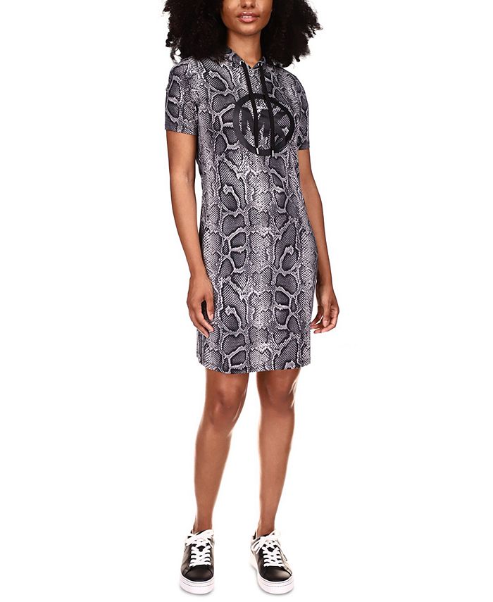 Michael Kors Women's Hooded Snake Print Dress Gray