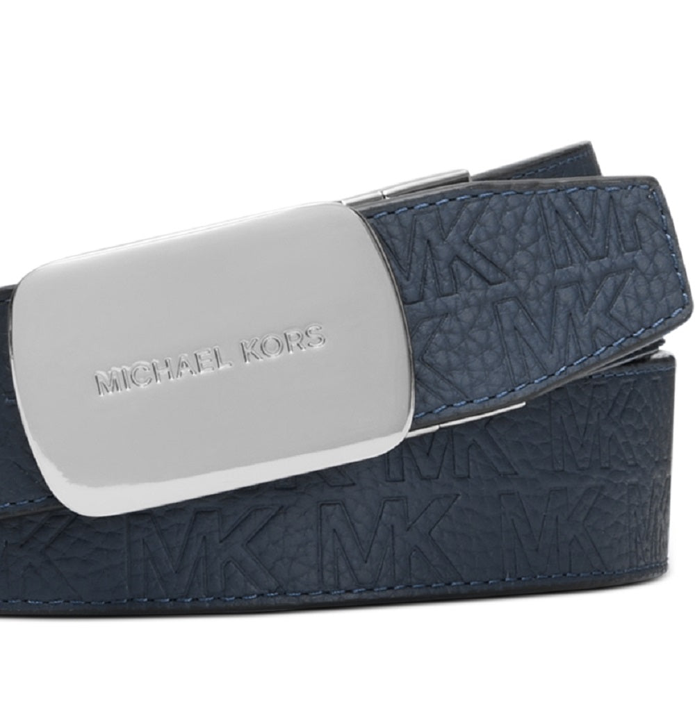 Michael Kors Men's Logo Reversible Leather Belt Blue Size 32